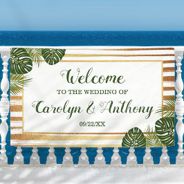 Goldfolie & Green Palm Leaf Beach Hochzeit Banner