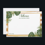 Goldfolie & Green Palm Leaf Beach Hochzeit Hinweiskarte<br><div class="desc">Feiern Sie stilvoll mit diesen tropischen Palmen Blätter Ratschläge Karten. Das schlichte, aber stilvolle Design ermöglicht es Ihren Gästen, sich einen Ratschlag zu schreiben, damit Sie in den nächsten Jahren behalten und lesen können. Die Formulierung ist leicht zu personalisieren, sodass diese Karten schnell in Ratenkarten für Brautpartys, Verlobungen, Jubiläen, Abschlüsse...</div>