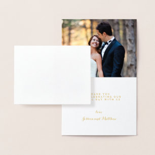 Goldfolie-Handschriftliche Hochzeit Danke Foto Folienkarte