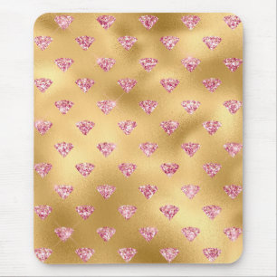 Goldfolie & hellrosa Glam Glitter Diamanten Mousepad