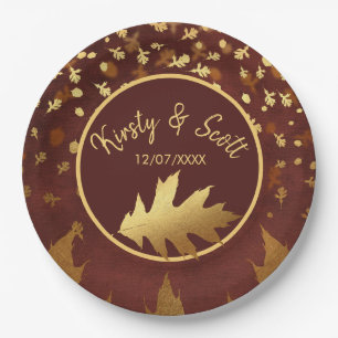 Goldfolie Herbstlaub Hochzeit Pappteller