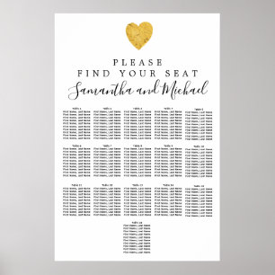 Goldfolie Herz 16-Tisch Hochzeitskarte Poster