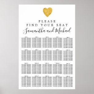 Goldfolie Herz 20-Tisch Hochzeitskarte Poster