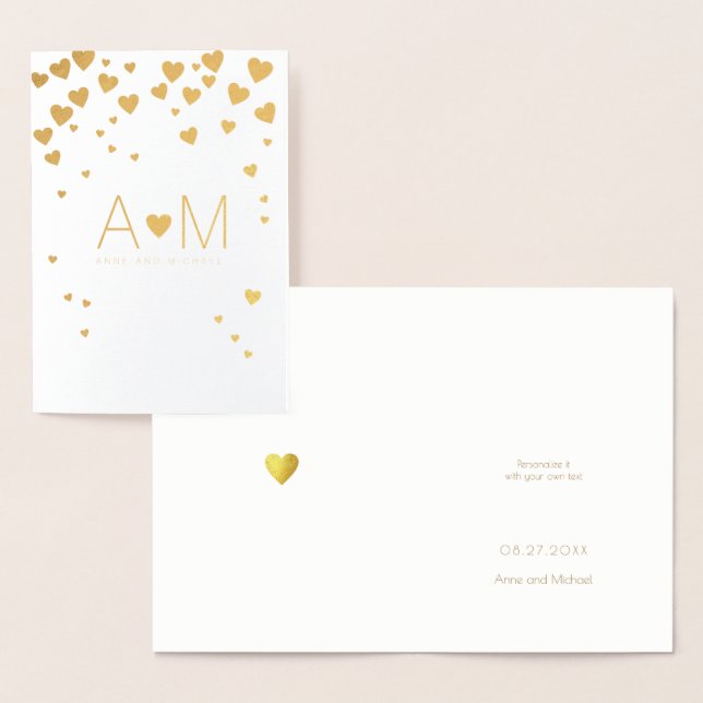 Goldfolie Herzt mit Monogramm Liebe Hochzeit Folienkarte (Anzeige)