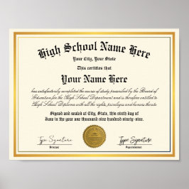 Goldfolie High School Diploma, Hausschule Poster