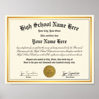 Goldfolie High School Diploma, Hausschule Poster