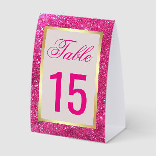 Goldfolie Hot Pink Glitter Hochzeit Tischnummer Tischaufsteller