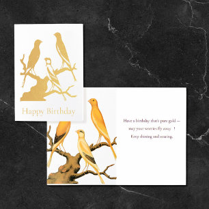 Goldfolie Kanarienvogelsilhouette Geburtstagskarte Folienkarte