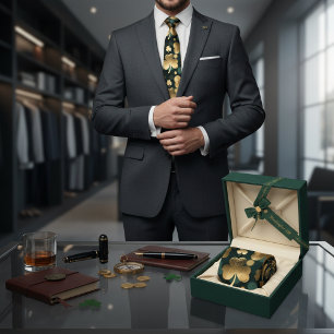 Goldfolie Kleeblatt Muster St. Patrick's Day Krawatte