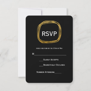 Goldfolie Kritzelkreis Moderne RSVP-Karte RSVP Karte