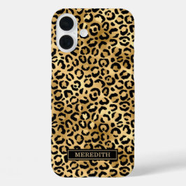 Goldfolie Leopardenprint Monogramm iPhone 16 Plus Hülle