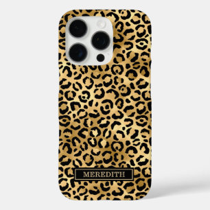 Goldfolie-Leopardenprint monogrammiert iPhone 16 Pro Hülle