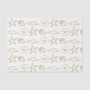 Goldfolie Look Muscheln Chic Strand Elegant Weiß Seidenpapier
