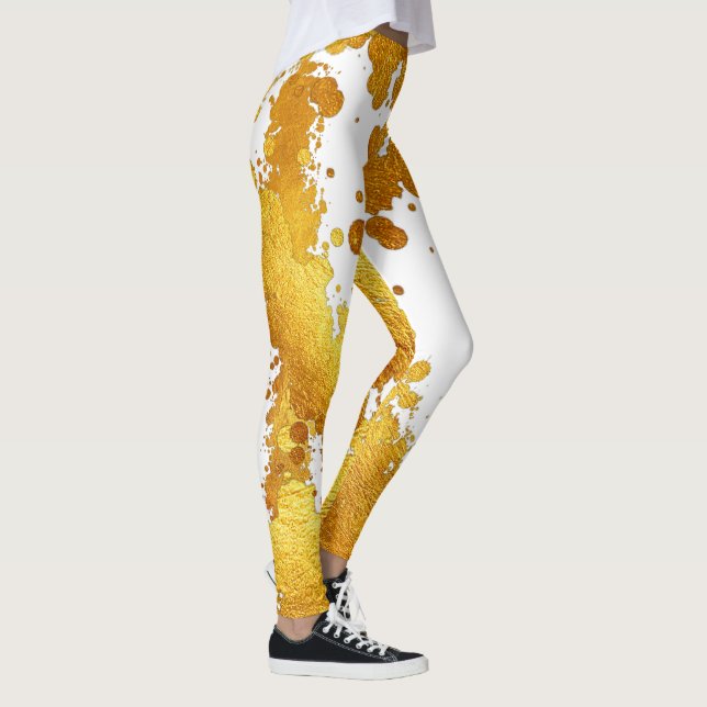 Goldfolie Luxus Paint Spritzer Splash Abstrakt Leggings (Rechts)