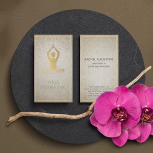 Goldfolie Mandala Floral & Yoga Meditationshaltung Visitenkarte