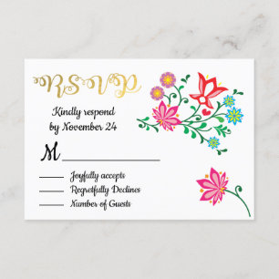 Goldfolie mexikanisches Hochzeitsfiesta UAWG RSVP Karte