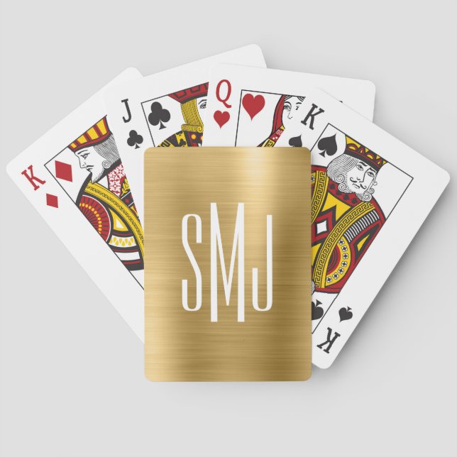 Goldfolie mit drei Buchstaben Monogram Spielkarten (Rückseite)