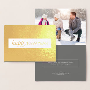 Goldfolie Modern Happy New Year Foto Folienkarte