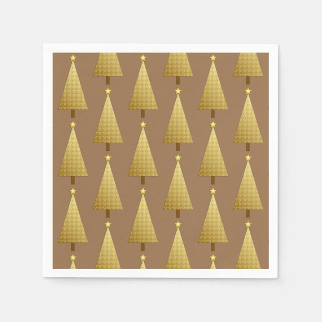 Goldfolie Moderner Weihnachtsbaum Papier Napkins Serviette (Vorderseite)