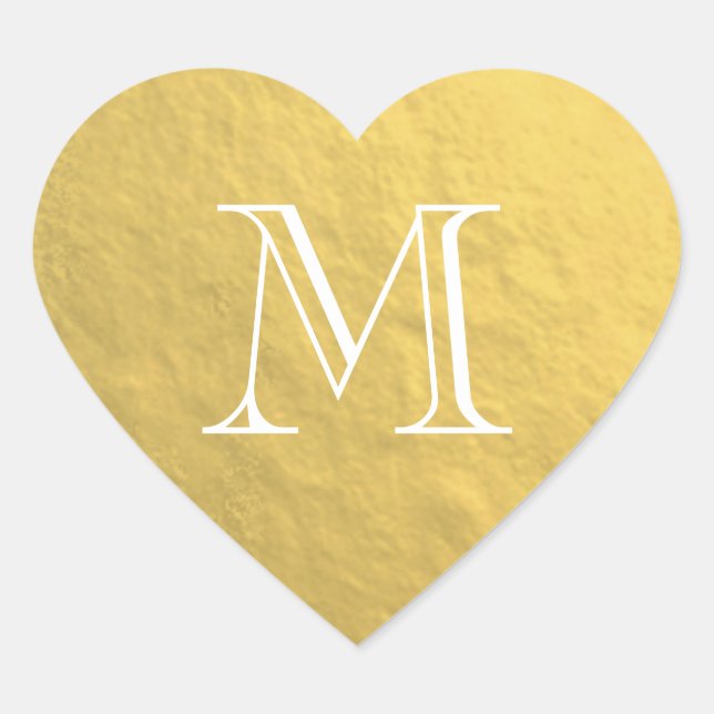 Goldfolie Monogram Heart Sticker (Vorderseite)