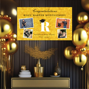 Goldfolie-Monogramm 4 Foto Moderne Abschlussfeier Banner