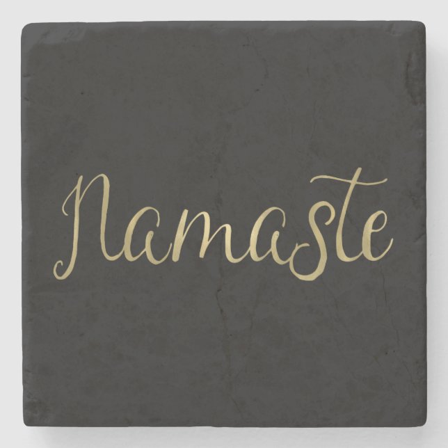 Goldfolie Namaste Steinuntersetzer (Vorderseite)