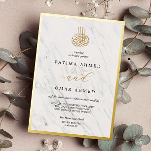Goldfolie Nikah Marmor Islamische Muslimische Hoch Folieneinladung