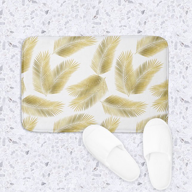 Goldfolie Palm Blätter Muster Badematte (Gold Palm Leaves Bath Mat)