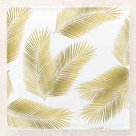 Goldfolie Palm Blätter Muster Glasuntersetzer
