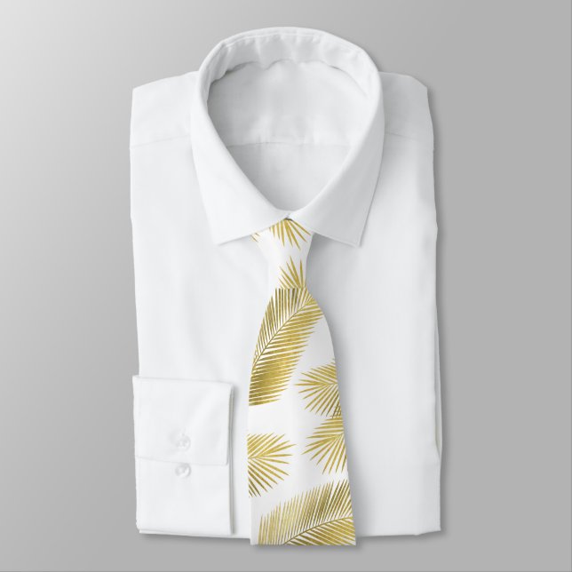 Goldfolie Palm Blätter Muster Krawatte (Gebunden)