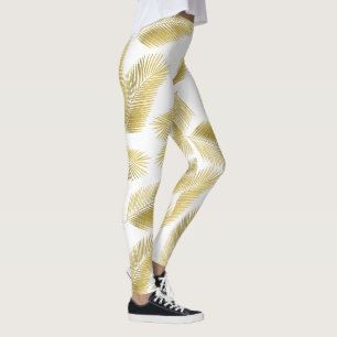 Goldfolie Palm Blätter Muster Leggings