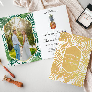 Goldfolie Palmwedding-Einladung Folienkarte
