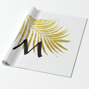 Goldfolie Palmwedel Tropische Monogramm-Buchstaben Geschenkpapier