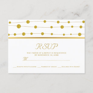 Goldfolie Perlen und Streifen moderne Hochzeit RSV RSVP Karte