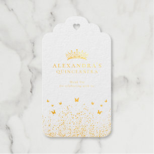 Goldfolie Quinceañera Smaragdgrün Floral Geschenkanhänger