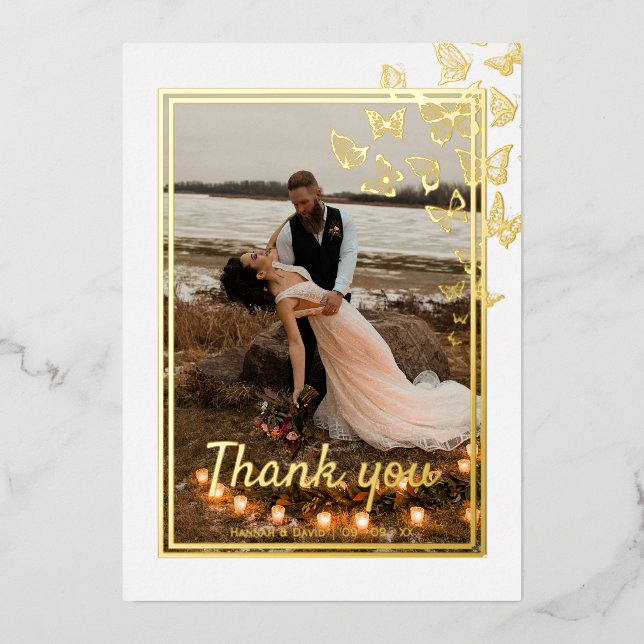 Goldfolie Rahmen Hochzeit danke Karte (Vorderseite)