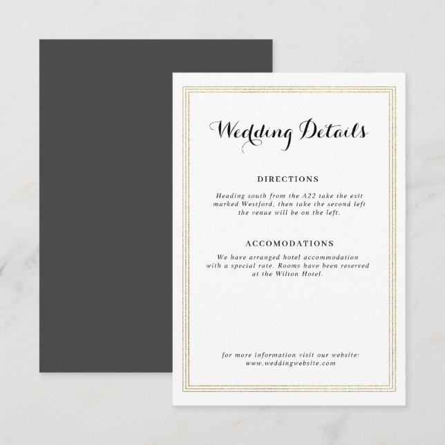 Goldfolie Rahmen Hochzeitskarte Begleitkarte (Vorne/Hinten)