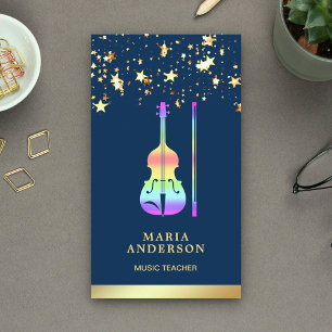 Goldfolie Regenbogen Violin Musiklehrer Violinist Visitenkarte