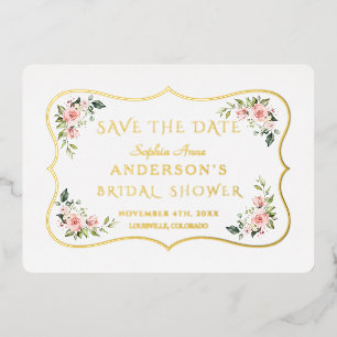 GOLDFOLIE Rosa Brautparty Save the Date Folieneinladung