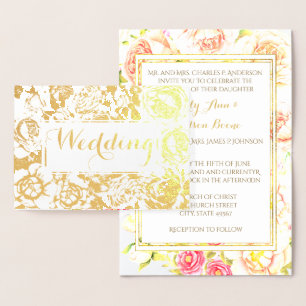 Goldfolie Rose Rosa Typografie Einladungen