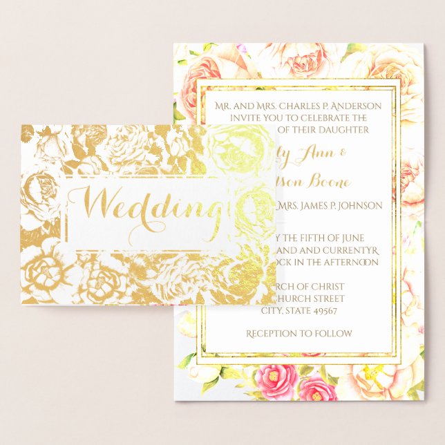 Goldfolie Rose Rosa Typografie Einladungen (Anzeige)
