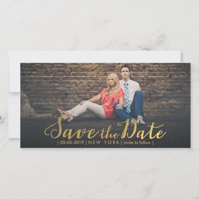 Goldfolie Save the Date Fotokarten überlagern (Vorderseite)