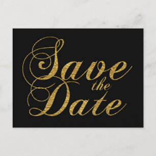 Goldfolie SAVE THE DATE schwarze Hochzeitspostkart Ankündigungspostkarte