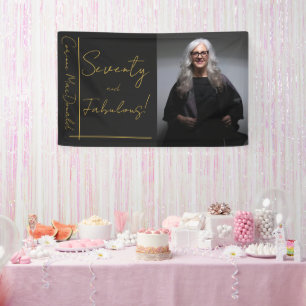 Goldfolie Schwarz Siebzig und Fabelhaft 70. Geburt Banner