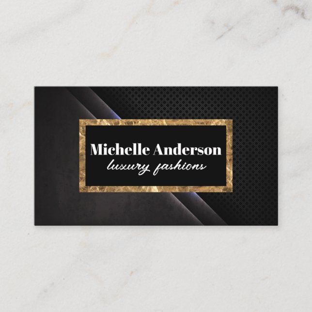 Goldfolie | Schwarze Mesh Textur Visitenkarte (Vorderseite)