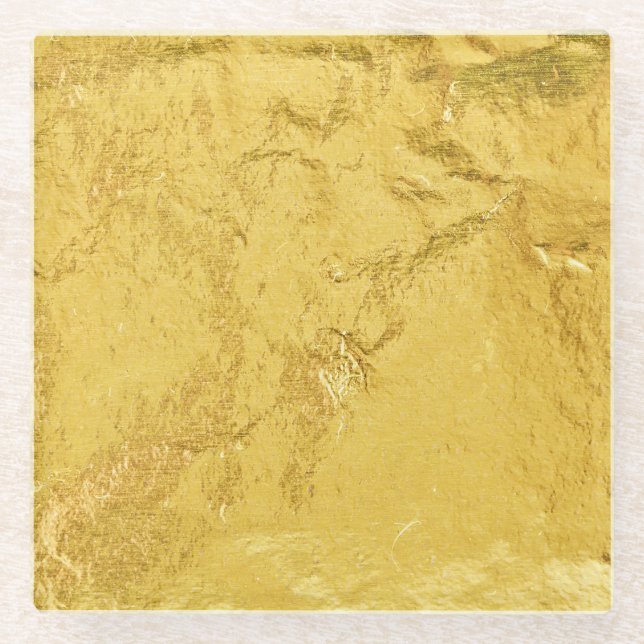 Goldfolie: Shiny Abstrakt Texture Glasuntersetzer (Vorderseite)