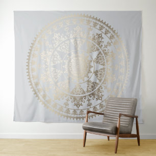Goldfolie Solar Mandala Wandteppich in individuell