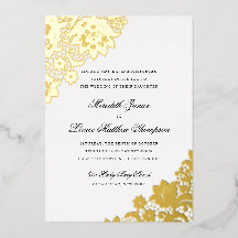 Goldfolie-Spitze Schwarz und Gold Schrift Hochzeit