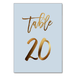 Goldfolie staubblaue Hochzeitsstiftung Tischnummer
