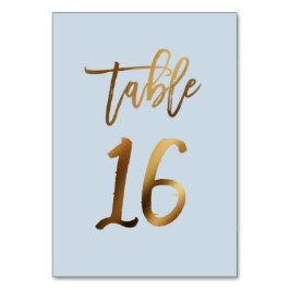 Goldfolie staubblaue Hochzeitsstiftung Tischnummer